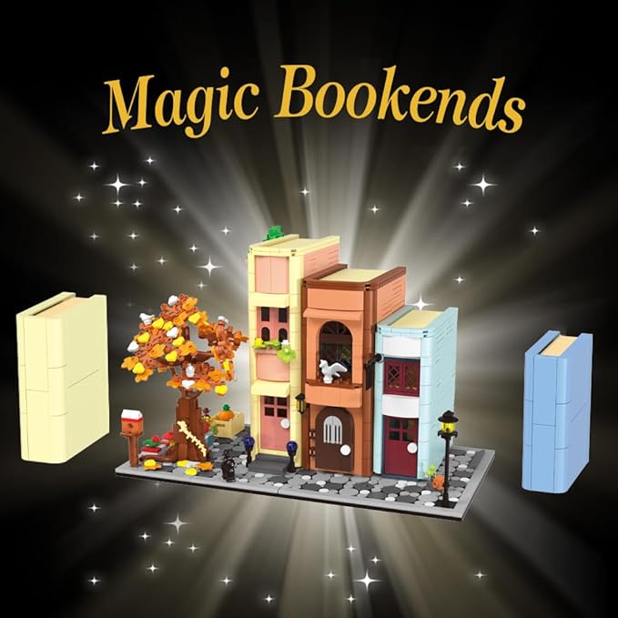 Creative Bookcase Building Set, Cafe House Building Block Toy Gift for Adults,Mini Bricks