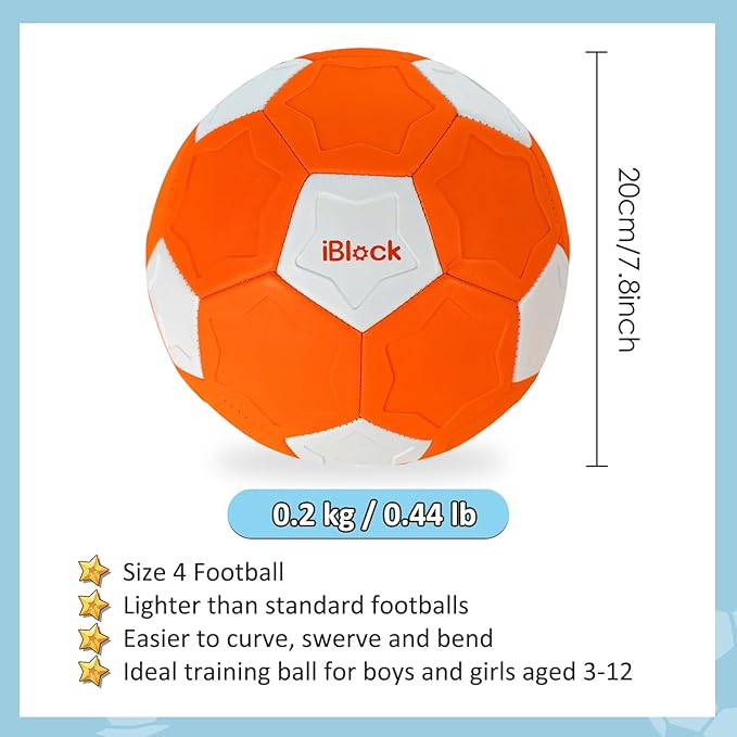 Curve Soccer Ball for Kids Size 4, Swerve Soft Soccer Ball for Boys and Girls, Indoor and Outdoor Activities Games, Safe Kick Play in Inside House, Backyard and Lawn, Comes with Pump