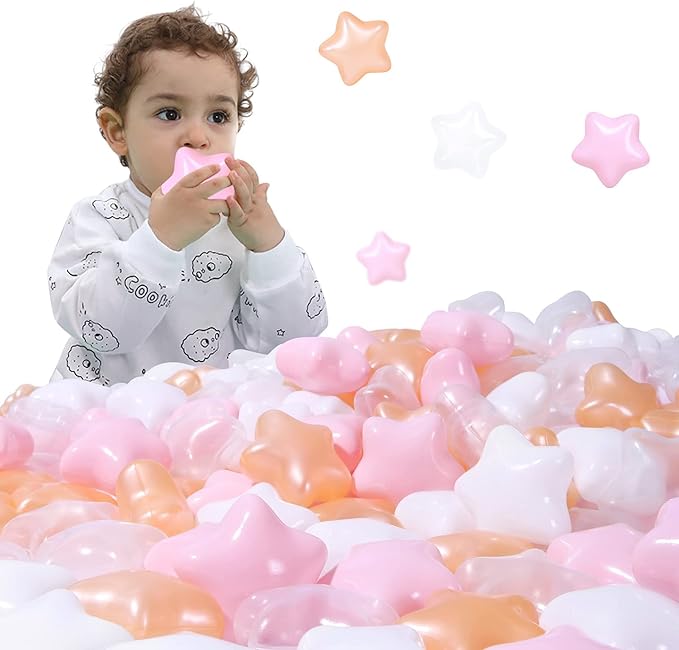 STARBOLO Star Ball Pit Balls for Toddlers -100pcs Stars 2.55-Inch Phthalate Free BPA Free Non-Toxic Crush Proof Play Balls for Play Tent Pool Playhouse Playpen Party Decoration.