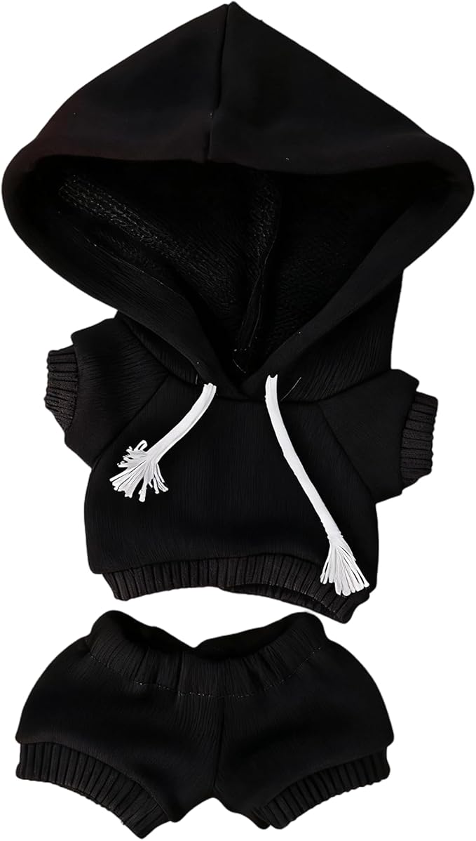Hoodies Clothes for LABUBU 17cm Doll (NO Doll), Casual Style Costumes for LABUBU Dress up Unique Style, Cute and Premium Dolls Outfit Accessories for LABUBU (Black Sweatshirt)
