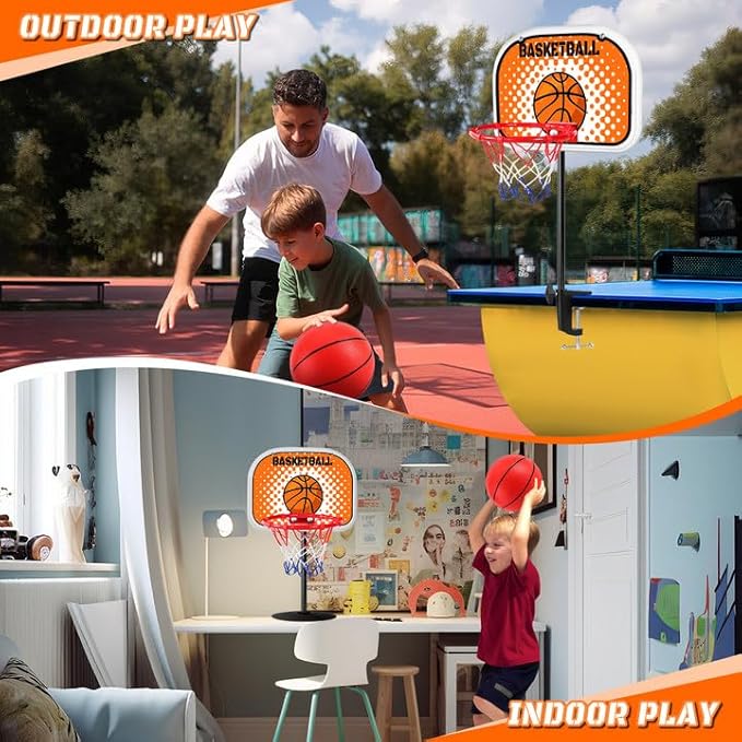 Indoor Basketball Hoop,Mini Tabletop Basketball Hoop Set with Two Balls, Mini Hoops for Desk Table Bed Office Bedroom Basketball Toys for Kids and Adults
