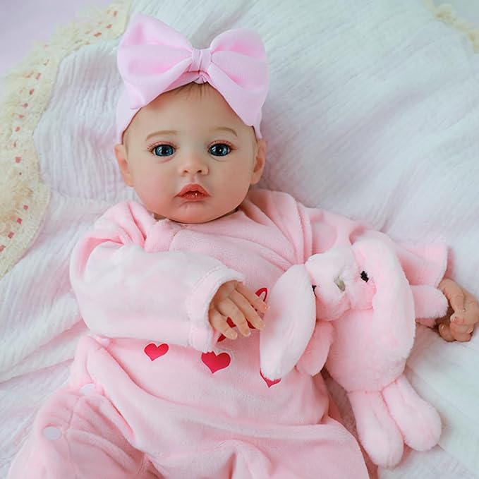 KSBD Realistic Reborn Baby Dolls – 18-Inch Lifelike Newborn Baby Doll with Open Eyes, Poseable Handmade Real Life Baby Doll, Gift Set with Accessories for Kids Ages 3+