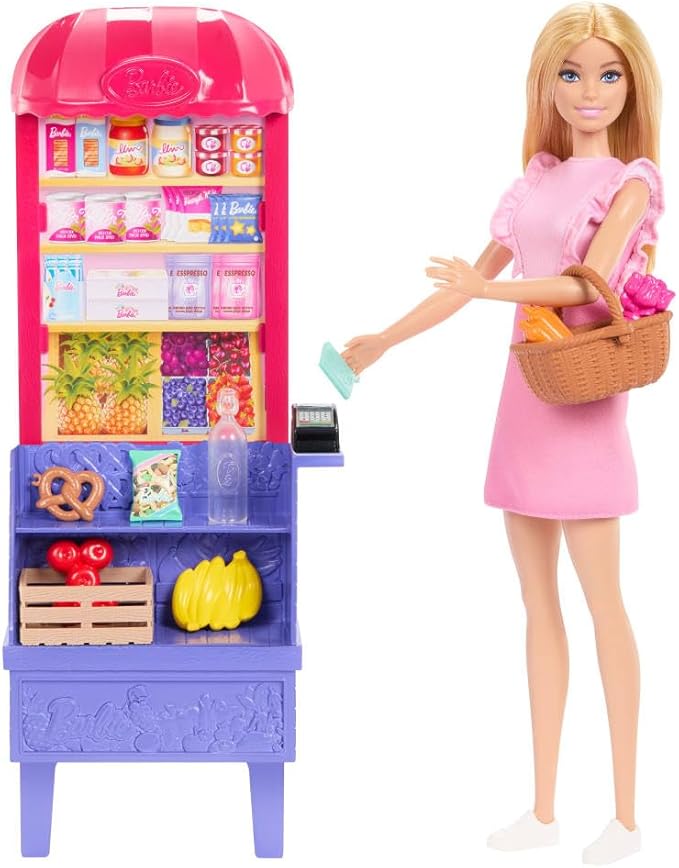 Barbie and Teresa Recipe for Friendship Fashion Doll & Playset, Malibu at the Market Theme with 11 Accessories Including Market Stand & Food