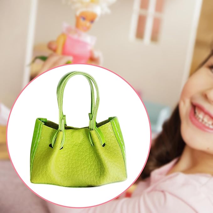 Amagogo 1:12 Scale Fashion Handbag, Pretend Play Toy Ornaments, Models DIY Gift Scenery Supplies, Doll Accessories Scene, Yellow Green