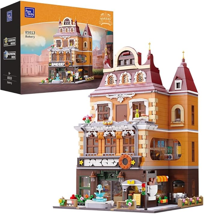 PANTASY European Bakery Building Kit-Landmark Construction Set for Adults & Teens, Featuring a Bakery, Gym, Living Quarters, and Sky Garden