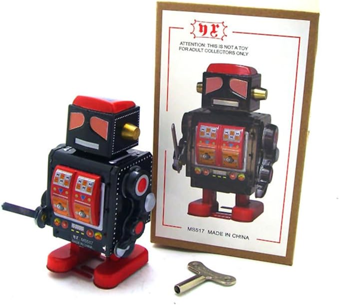 Charmgle Robot Fighter Tin Toy Wind-up Walking Robot Adult Collection Retro Toy Party Favor Gifts Home Decoration