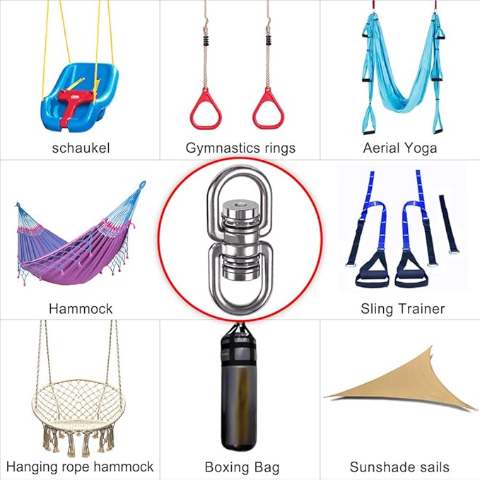 SELEWARE Heavy Duty Bearing Swing Swivel, 360° Rotational Hanging Accessory with 2 Quick Connect Buckles, Ideal for Tree Swing, Hammock Chair, Yoga, Kids Tire Swivel, Heavy Bag Swivel, 1200LB Capacity