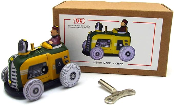 Charmgle Vintage Spring Wind Up Toys Clockwork Tinplate Toy, Small Tractor Playthings Christmas Stocking Stuffers Gifts Home Ornament Adult Collection