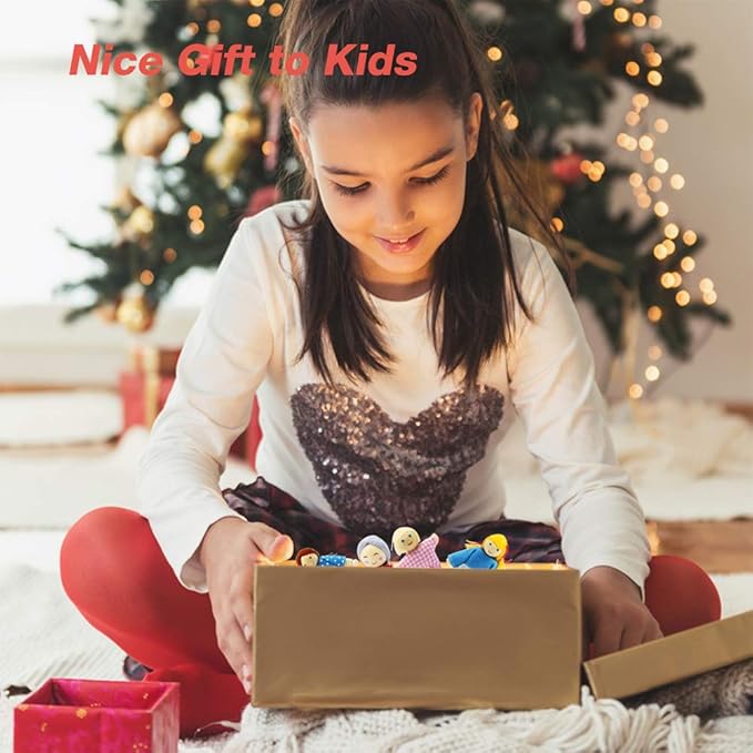 Lovely Family Dollhouse Dolls Set of 8 Wooden Figures, Kids Girls Happy Playset Characters Accessories for Children Pretend Gift