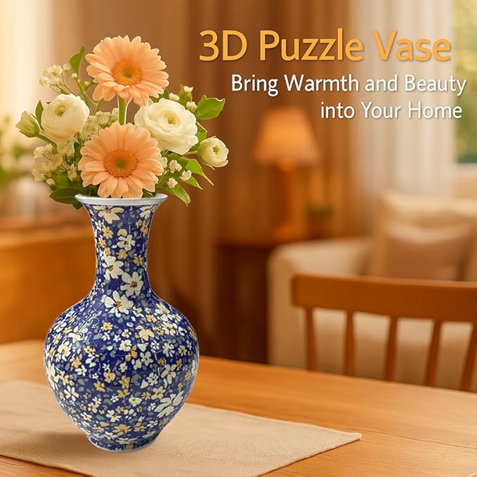 3D Puzzle Vase for Adults, 164 Piece Unique Flower Vase, Crafts for Adults, Home Decor Gift for Flower Arrangements
