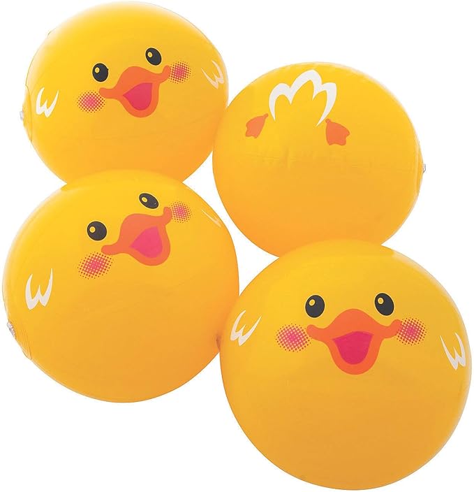 Fun Express Rubber Ducks Beach Balls Set of 12 - Premium 11 Inch Inflatable Duck Pool Toys for Kids | Perfect for Cruise Ships, Pool Party Decorations & Beach Games | Bulk Water Toys Bundle