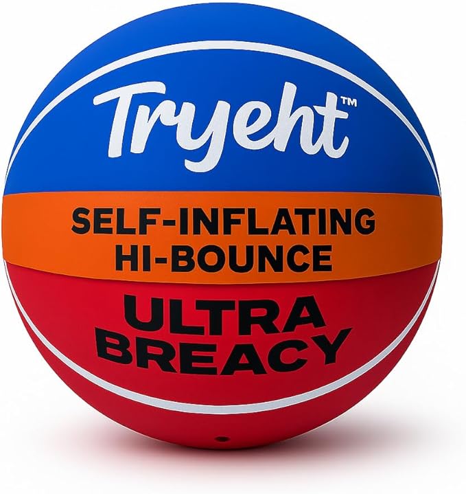 Mini Basketball, 5-Inch Self-Inflating Rubber Ball – No Pump Needed, High-Bounce Breacy Ball for Indoor Mini Hoop & Outdoor Play