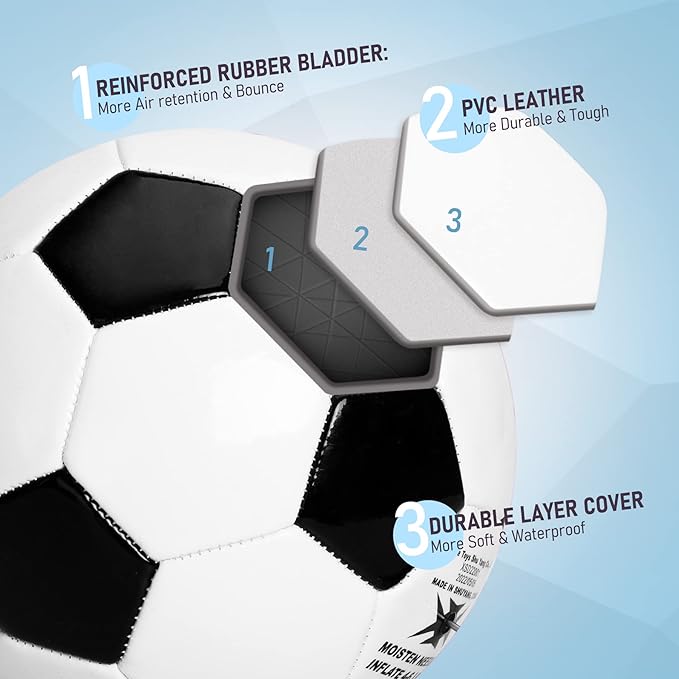 ZOOJOY Size 3 Soccer Ball for Kids, Classic Color Toddler Boys & Girls Soccer Ball with Pump, Outdoor Sports & Play Toys & Gifts for Baby Ages 2 3 4 5 6 7 8