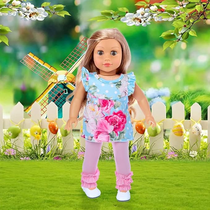 ZITA ELEMENT 11 Pcs American Doll Clothes Dress and Accessories for 18 inch Doll - 5 Sets Outfits + 2 Pairs Random Style Shoes
