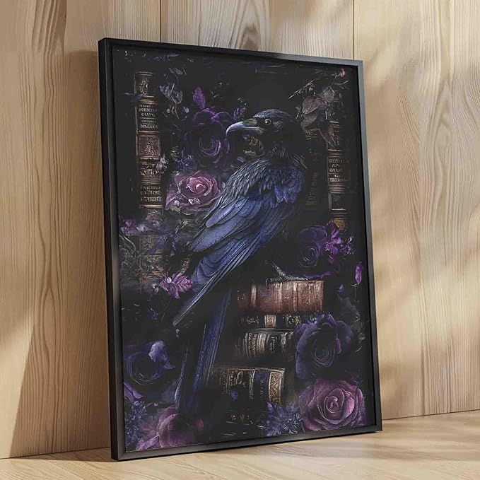 Halloween Purple Crow and Books Puzzle for Adults 1000 Pieces Raven Puzzle Intellectual Decompressing Fun Family Game Entertainment Toys Unique Home Decor Gifts 19.7 x 27.6 Inch