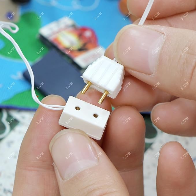 iLAND 1:12 Scale Accessories of Dollhouse Lighting Power Strip Supply Wire,12V Extension Cords for Miniature Lights in DIY Miniature House Kit Dollhouse Accessories(4 Mini Power Strip Extension Cords)