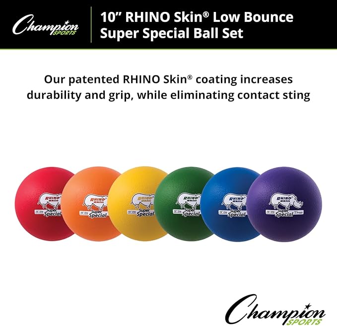 Champion Sports 10 Inch Rhino Skin Super Special Foam Ball Set of 6, Assorted