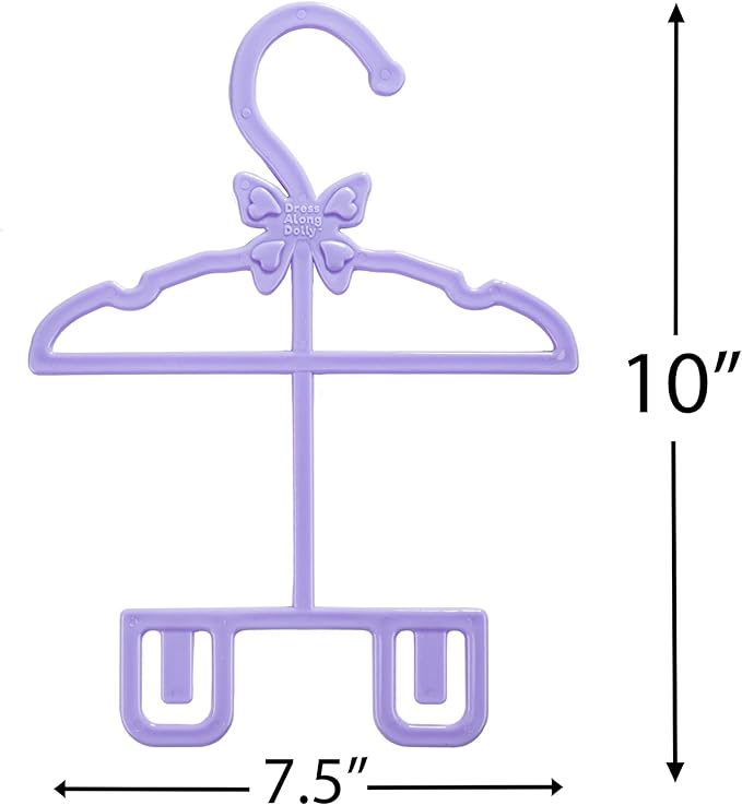 Dress Along Dolly Purple Full-Outfit Hanger 24pk for American 18" Doll Clothes- Hold Your Tops & Bottoms Together Including Dresses, Pants, Shirts, Skirts, & Accessories- Perfect Girl Gift Set