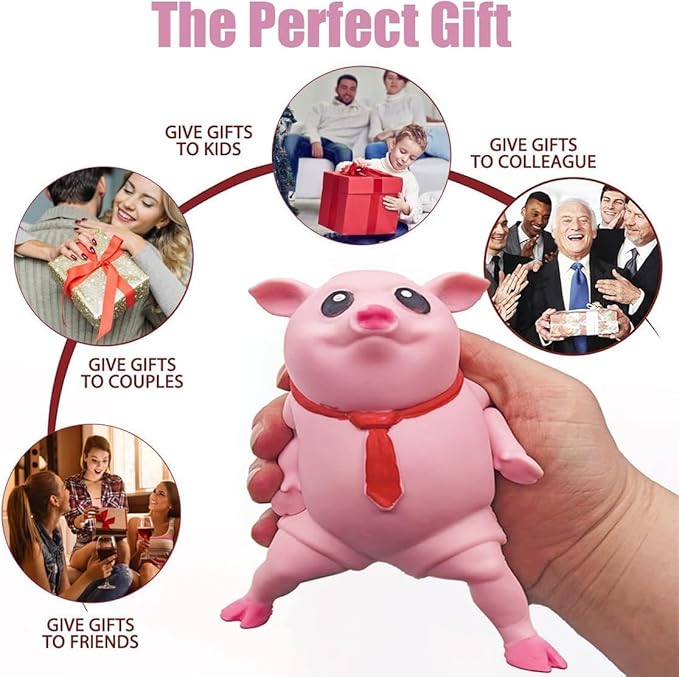 Stretchy Glue-Sand Filled Rubber Pig , Latex Piglet Soft Decompression Doll Toy,Squishy Pig Toy, Animal High-Elastic Stretchable, Decompression Toy for Adults and Children (Pig-S)