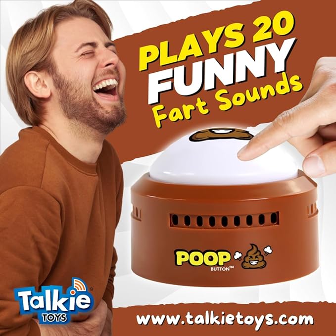 Talkie Toys Products Poop Button - Lights Up and Plays 20 Funny Fart Sounds - Fun Prank & Gag Gift - Funny Gift & Stocking Stuffer