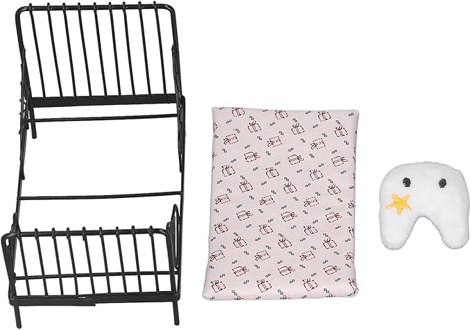 Fydun 1:12 Doll House Bed, 1 12 Children Metal Miniature Bedroom Bed,1 Scale European Furniture Accessory Black Frame with Mattress Pillow for Decor Type B (Type A)