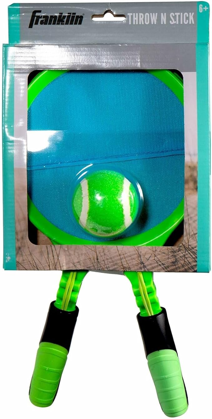 Franklin Sports Throw 'N Stick Toss + Catch Set for Kids - Self Stick Tennis Ball Catch Game - Includes (2) Mitts with Handles + (1) Ball - Fun Kids Beach + Backyard Game Set