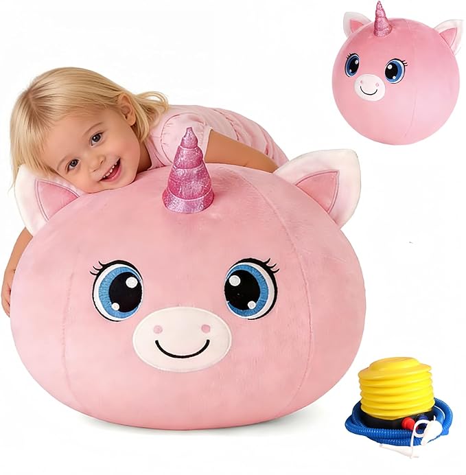 Bouncy Balls for Kids, 23in/58cm Bouncy Unicorn Inflatable Ride on Bouncy Animals Toys for Toddlers, Gifts for Kids Indoor Outdoor, Kids Toys Support Up to 176 Pounds