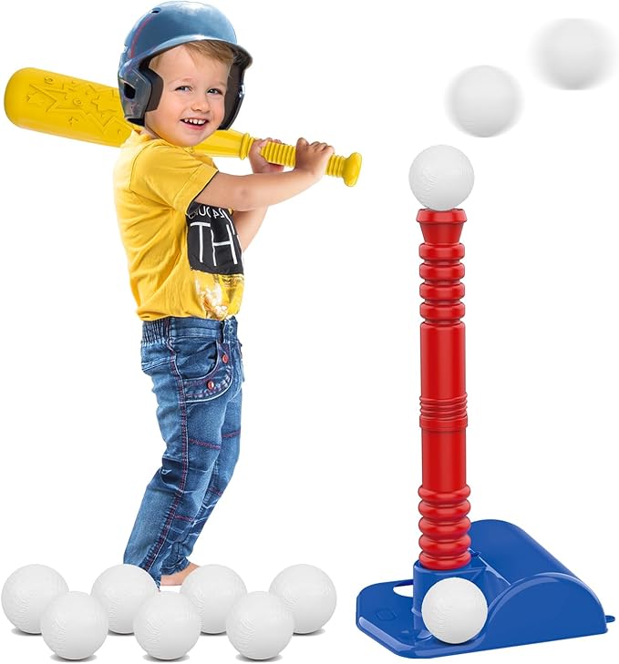 ToyVelt TBall Set for Kids 3-5, TBall Set Comes with 9 Balls, Best Toys Toys & Games, Ideal Tee Ball Set Birthday Gift for Boys and Girls, Great for Toddlers