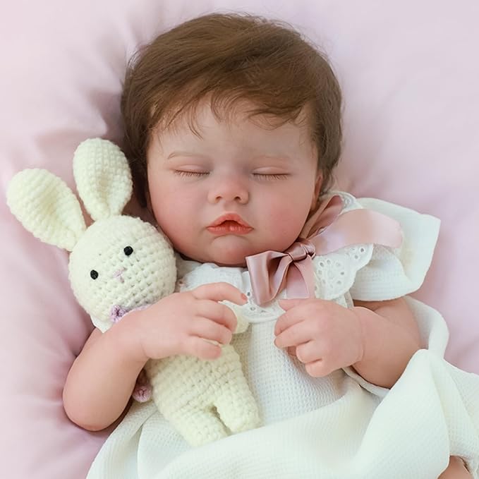 SCOM Lifelike Reborn Baby Dolls Quinbee - 20-Inch Realistic Reborn Doll Girl Soft Body Eyes Closed Newborn Real Life Baby Doll That Look Real for Kids Age 3+