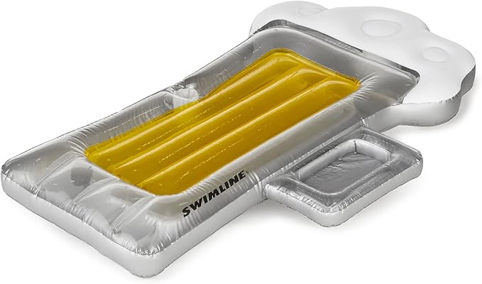 SWIMLINE Inflatable Swimming Pool Float Lounger Raft Mattress, Fun Mat, Beer Mug, Yellow