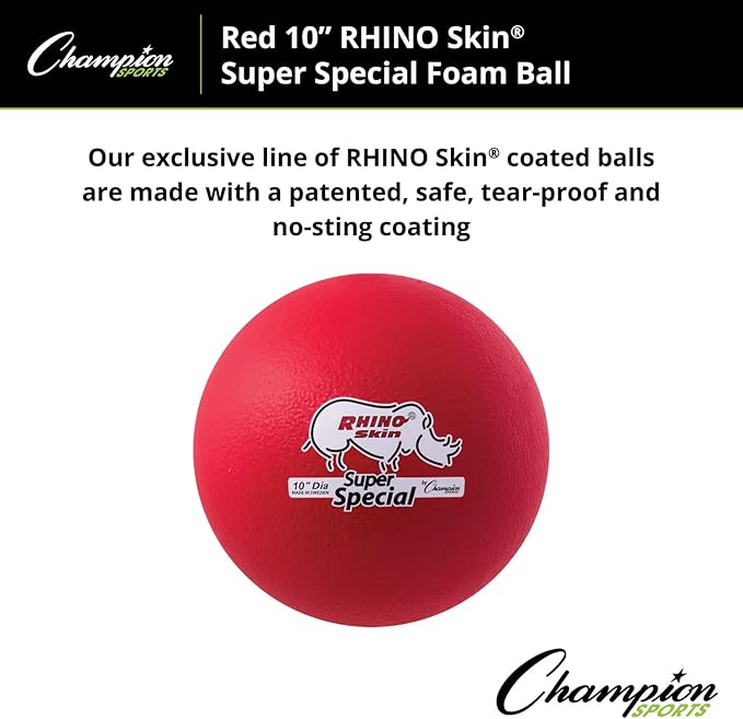 Champion Sports Super Special Rhino Skin Ball Red, 10 Inch