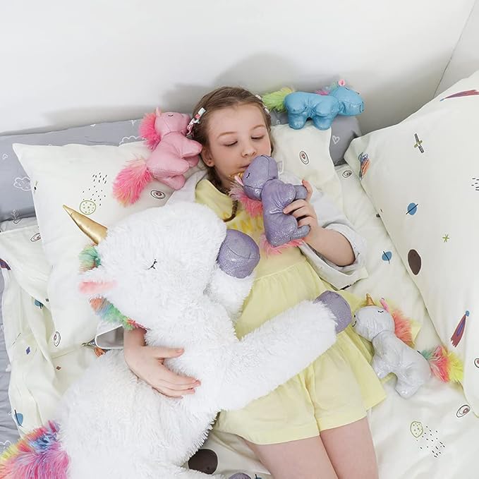 Tezituor 24 Inches Unicorn Plush Toy Set for Girls,Small Unicorn Stuffed Animal, 5Pcs Unicorns in Mommy’s Belly,Soft Unicorn Stuffy with Babies Plushie,Kids Women Gifts Christmas Valentines White