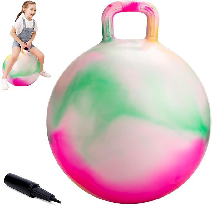 ZOOJOY Hopper Ball for Kids, 18 Inch Bouncy Ball with Handle, Clouds Girl Toys for Indoor Outdoor Active Play Hopping Ball, Easter Basket Stuffers Girls Boys Gifts for 3 4 5 6 7 8 Yr Old Balance Toys