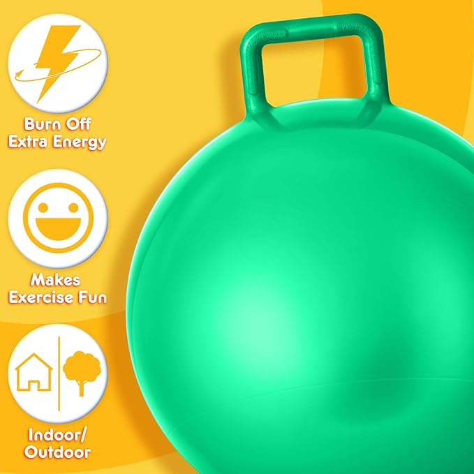 Lewtemi 2 Pcs 29 Inch Big Hopper Ball Jumping Hopping Inflatable Bouncing Ball with Handle and Air Pump for Adults Carnival Outdoor Sports Game(Red, Green)