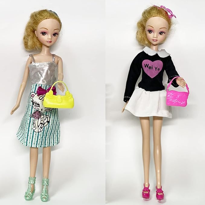 70PCS Doll Accessories 50 Pairs Doll Shoes 10 Handbags 10 Doll Glasses Replacement Fashion Playset Accessories Different Assorted Colors High Heel Boots Sandals for 11.5 Inch Girl Dolls