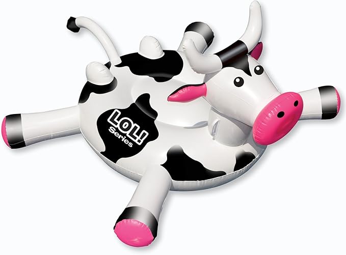 SWIMLINE ORIGINAL 90268 Giant Inflatable LOL Cow Pool Float | Fun Ride-On Raft with Stable Legs & Wings |Lounge Floatie Ideal for Summer Gatherings