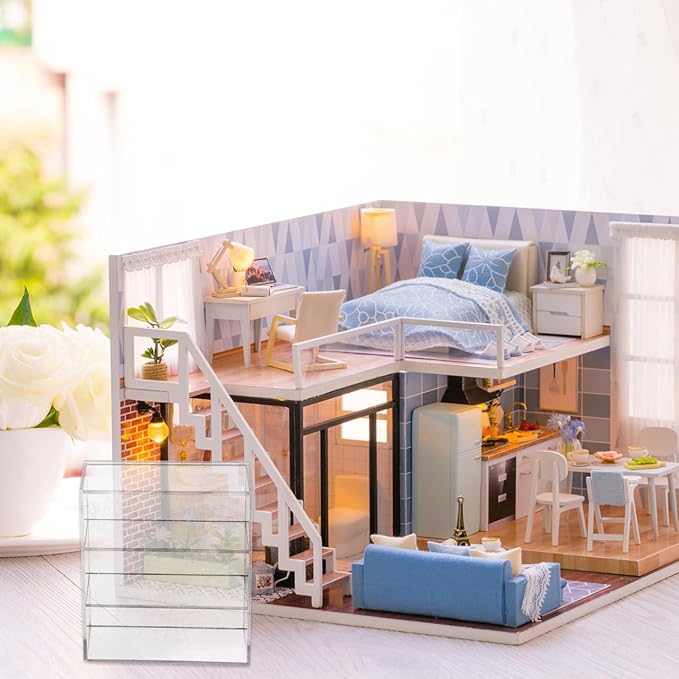 SEWACC Miniature Acrylic Furniture Miniature Storage Case Decorative Doll House Accessory