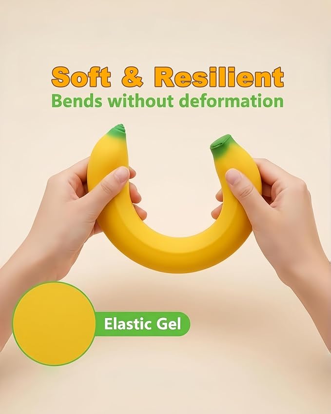 Stretchy Glue-Sand Filled Rubber Banana, Latex Soft Decompression Toy, High-Elastic Stretchable Squishy Banana Toy, Decompression Toy for Adults and Children (Bananas -2 Pack)