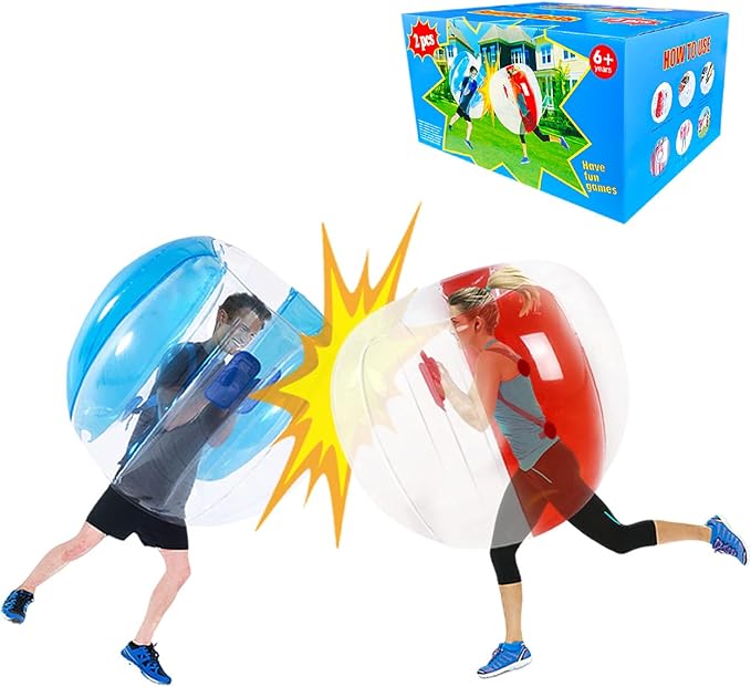 ZHUYNXIR 2 PC Sumo Ball for Adults, Bumper Bounce Balls for Kid, Inflatable Bounce Ball for Kid, Body Zorb Ball for Kids Outdoor Team Gaming Play (48 in,Blue+Red)
