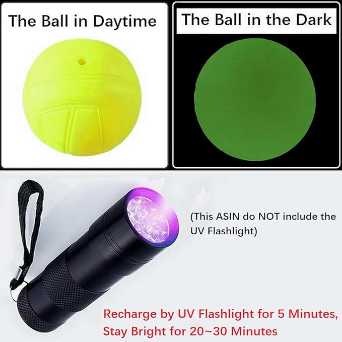 Spike Replacement Balls, Roundnet Game Extra Balls, Glow in The Dark Ball, Lawn Beach Water Pool, Yard Pong Bucket Toss Game Ball - Play at Night, Light Up for 20-30 Minutes