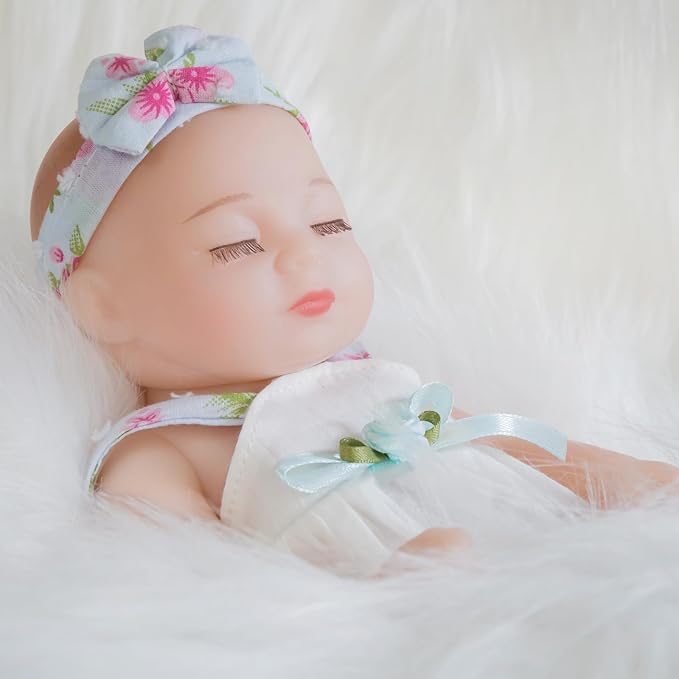 ENA Reborn Baby Doll Realistic Silicone Vinyl Baby 10 inch Weighted Lifelike Doll Gift Set for Ages 3+ (Slip Dress Girl, 10 inch)