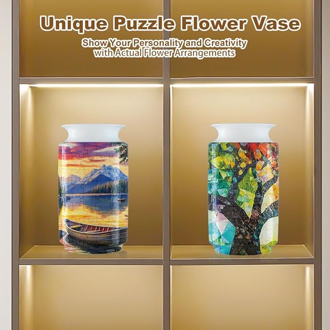 3D Puzzle Vase, 162 Curved Pieces DIY Flower Vase Craft Kit & 3D Puzzles for Adults, Creative Jigsaw Art Project Home Décor Centerpiece,Warming Gift (D-Sailboat)
