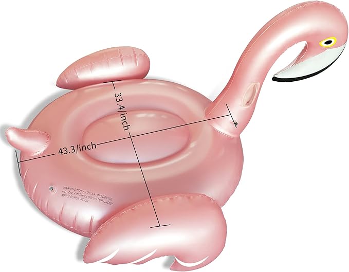 Giant Inflatable Flamingo Ride On Pool Float, Blow Up Pool Floatie with Fast Valves Swimming Floating Raft, Lounge, Summer Party Decorations Toys for Adults, Large