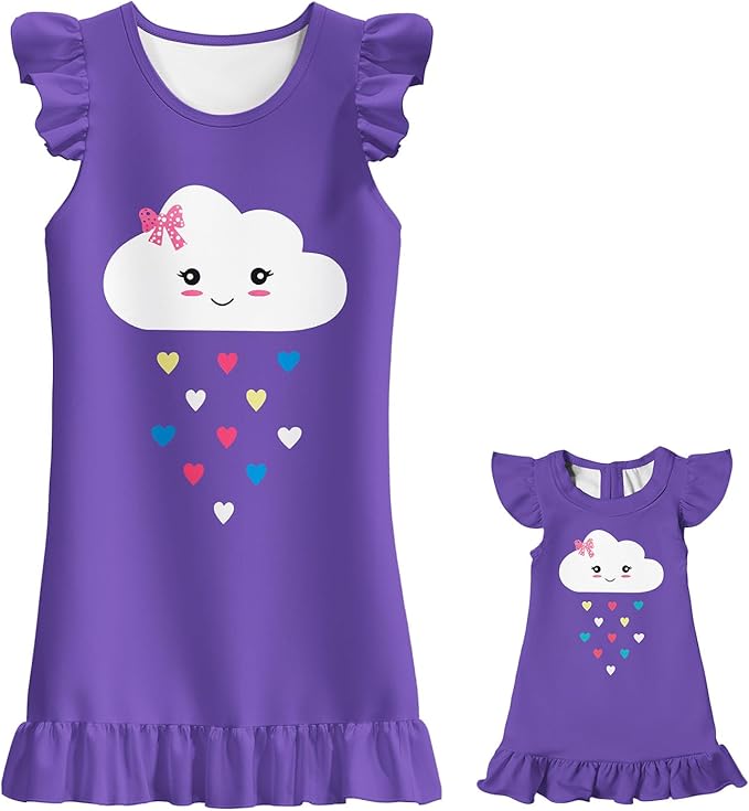 LQSZ Doll and Girl Matching Nightgown Outfit Pajamas Nightie Nightgown for Girls and Dolls Clothes