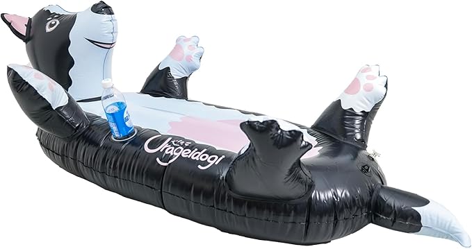 Summer Inflatable Black Dog Pool Float for Teens, Adults, and Pets