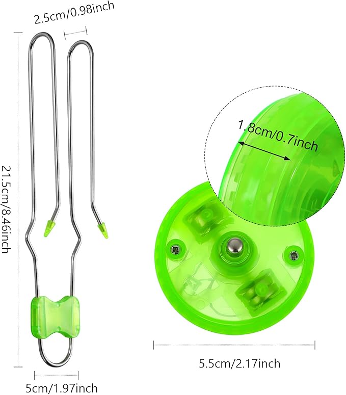 Sumind 6 Pcs Magnetic Gyro Wheels Toy Retro Light up Gyroscope Rails Twirler Easter Gyroscope Gift Kid Sensory Trick Yoyo Sensory Fidget Toys for Boy Girl(Straight Rail,Green, Red)