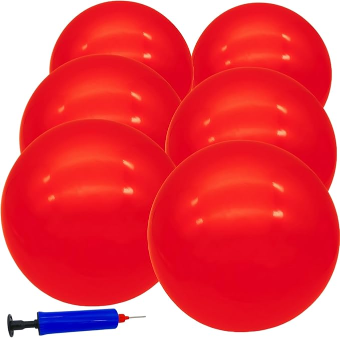 6 Pcs Playground Balls for Kids, 9 Inch Inflatable Bouncy Balls with Pump for Kickball, Dodgeballs, Indoor Outdoor Play Balls