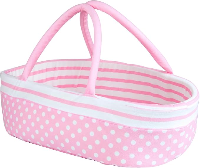 3 Pcs Reborn Baby Doll Accessories Set Bassinet + Blanket + Diaper, Thick Foldable Baby Doll Cradle Beds for 16-18 Inch Newborn Dolls Girl, Soft Sleep Babydoll Carrier Reborn Doll Accessories Pink