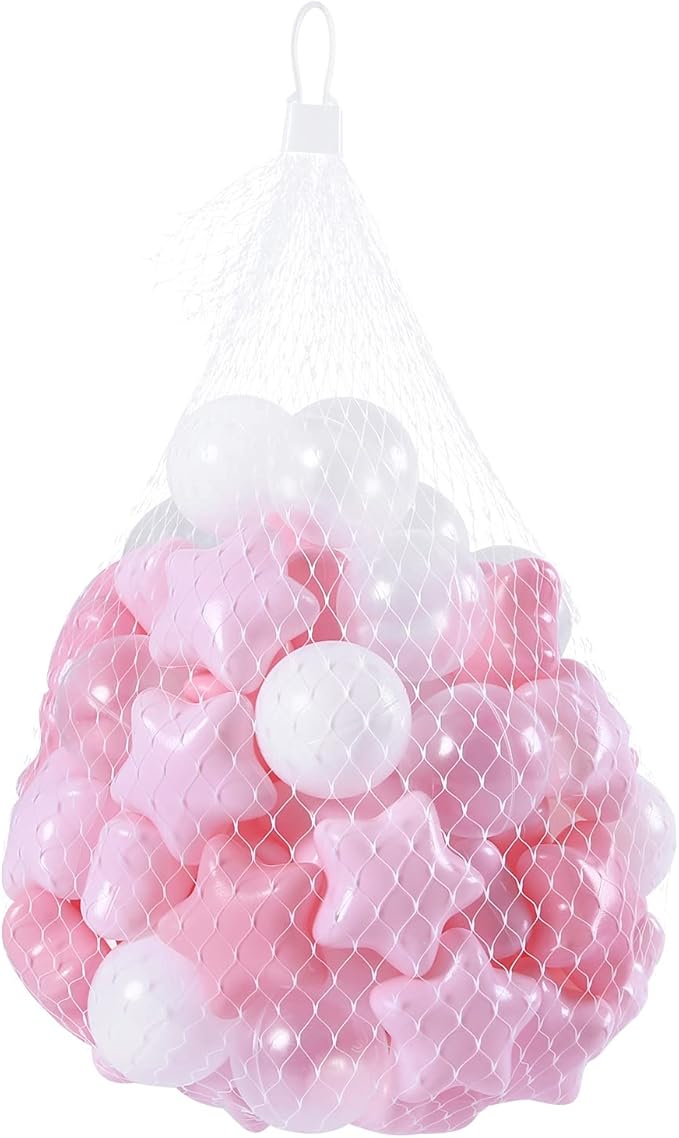 TRENDPLAY Star Ball Pit Balls for Toddlers -50 100 200 Count Star Balls Different Shapes, Non-Toxic Plastic Balls for Safe Play, Boys Girls Festival Party Decoration