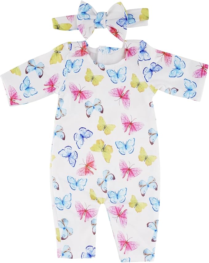 6 Sets Doll Clothes and Headbands Pajamas for 15-18 Inch Dolls, Cute Pattern Jumpsuit Outfits, 12 PCs Total Doll Accessories